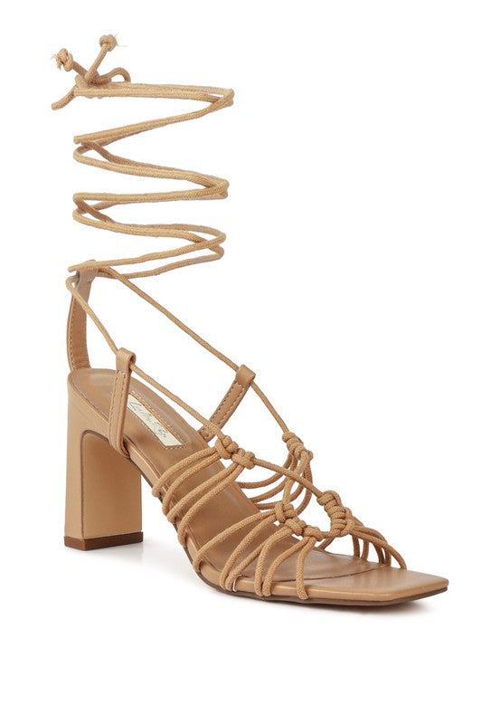 Lace Up Block Heel Sandals