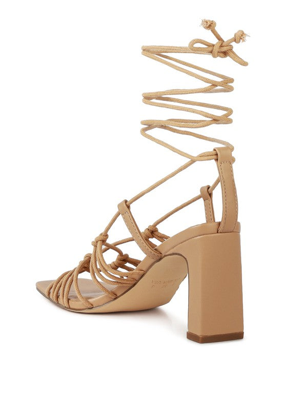 Lace Up Block Heel Sandals