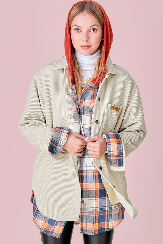 Corduroy Shacket with Pockets