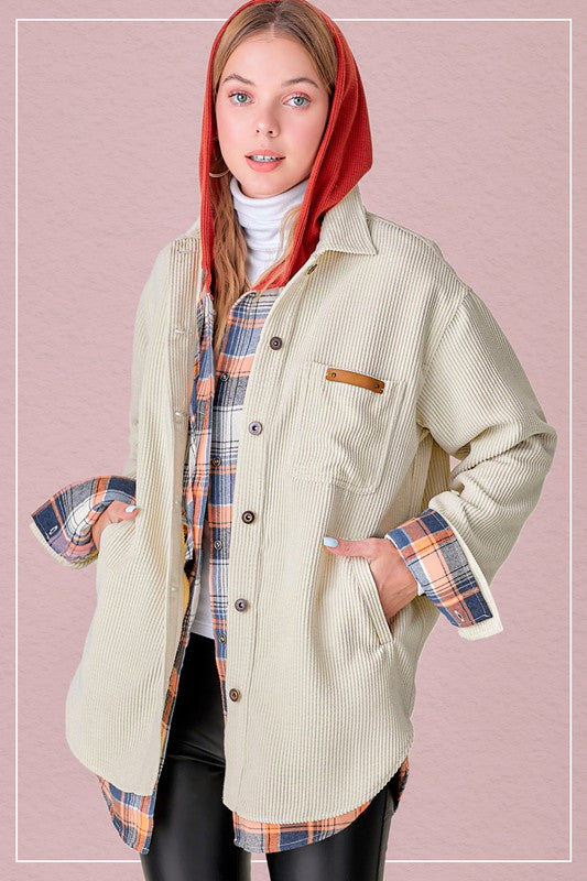 Corduroy Shacket with Pockets