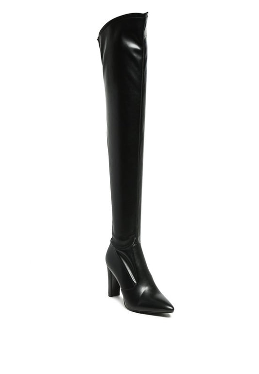 These Over Thigh High Boots are crafted with patent stretch PU outer material for a sleek and stylish look. Featuring a polyurethane lining and TPR outer sole for comfort and durability, these boots offer a high block heel and closed pointed toe for a chic touch. The side zipper opening ensures easy wear. Elevate your wardrobe with these trendy thigh-high boots. Enjoy free shipping on all orders. Shop now!