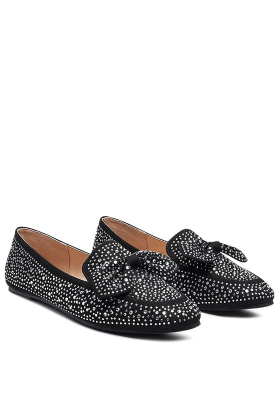 Embellished Casual Bow Loafers