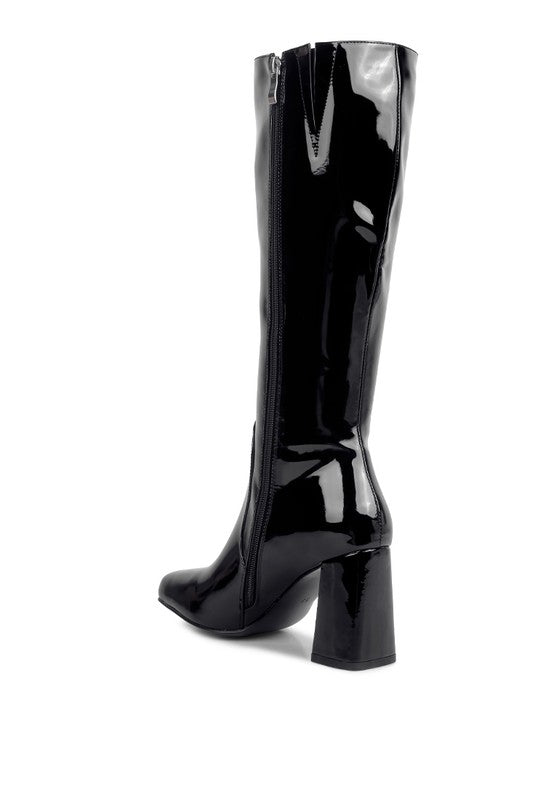 Patent PU Calf Boots