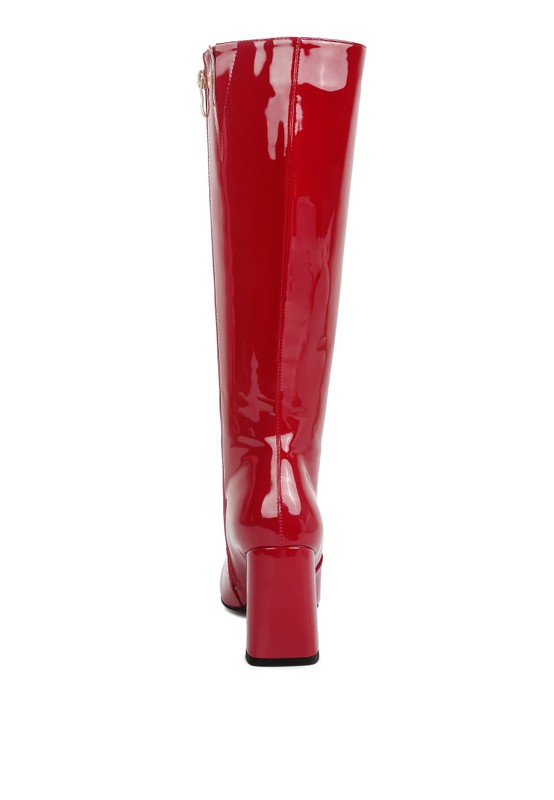 Patent PU Calf Boots