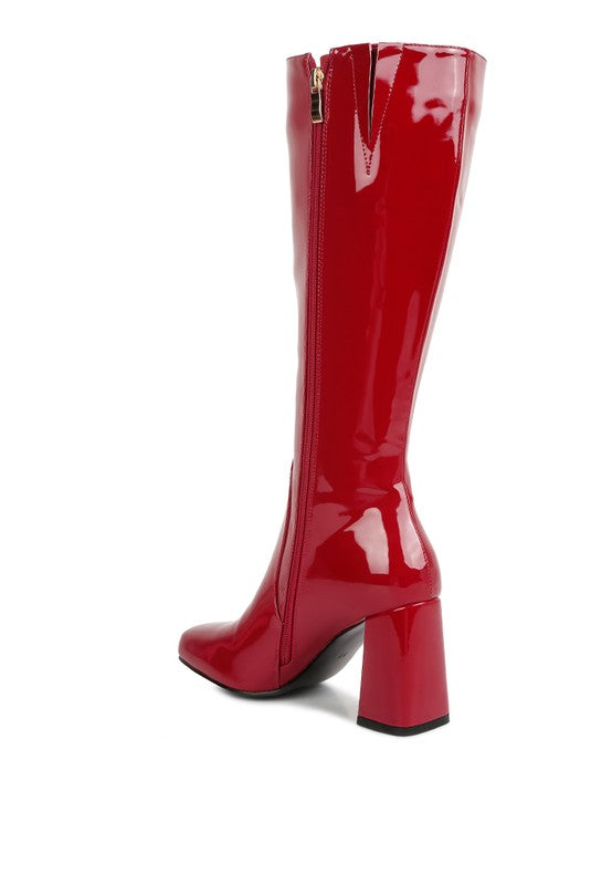 Patent PU Calf Boots