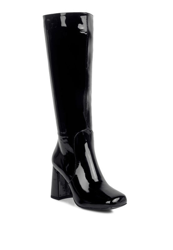 Patent PU Calf Boots