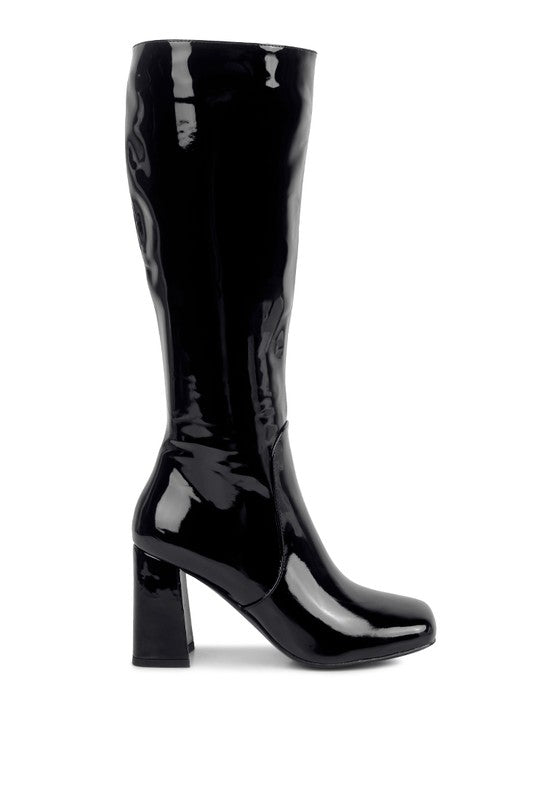 Patent PU Calf Boots