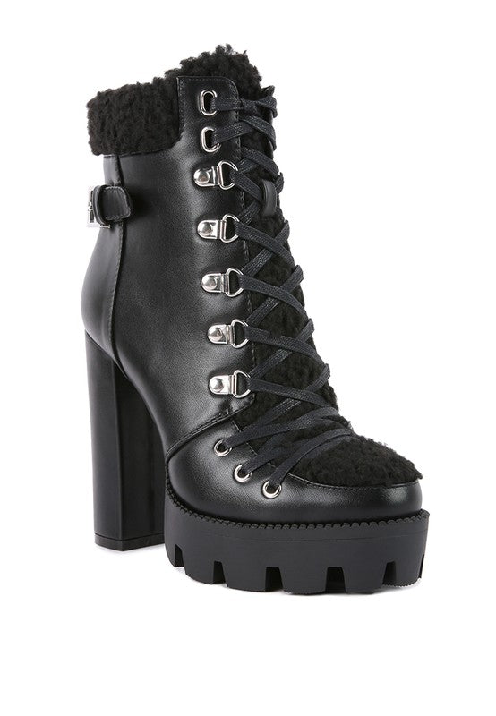 Faux Leather Lug Boots