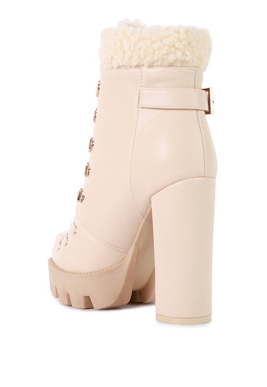 Faux Leather Lug Boots