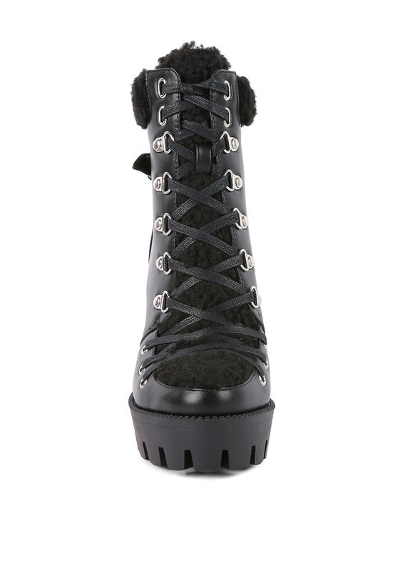 Faux Leather Lug Boots