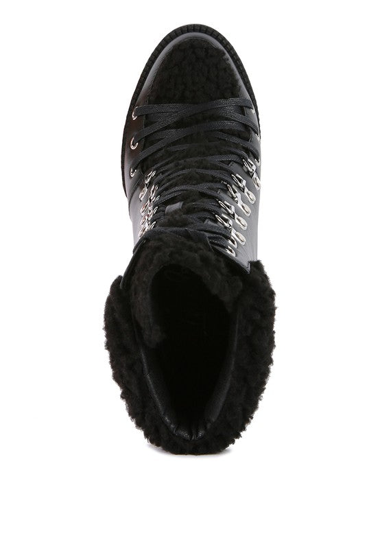 Faux Leather Lug Boots