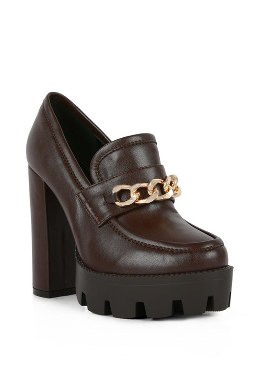 Chunky Metal Chain High Loafers