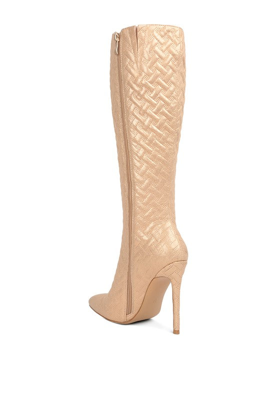 High-Heeled Quilted Boots