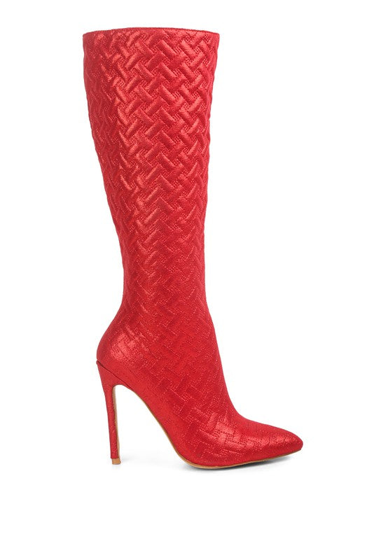 High-Heeled Quilted Boots