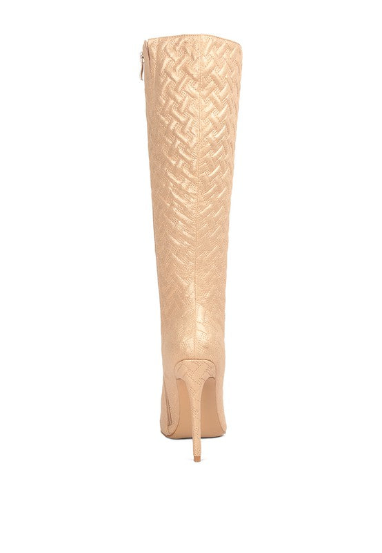 High-Heeled Quilted Boots