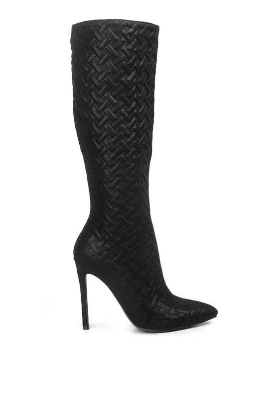 High-Heeled Quilted Boots