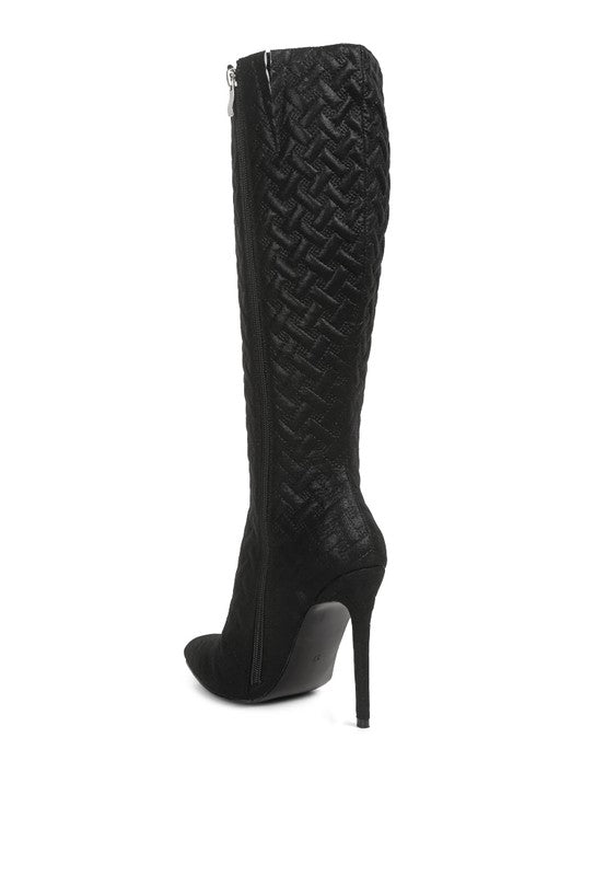 High-Heeled Quilted Boots