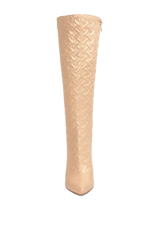 High-Heeled Quilted Boots