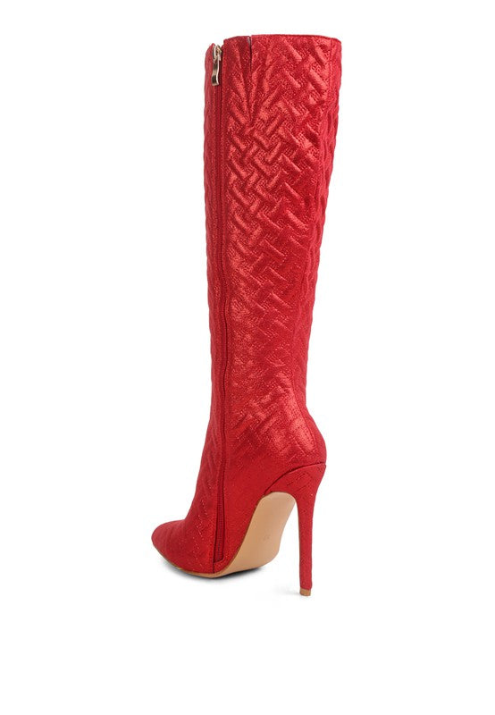 High-Heeled Quilted Boots