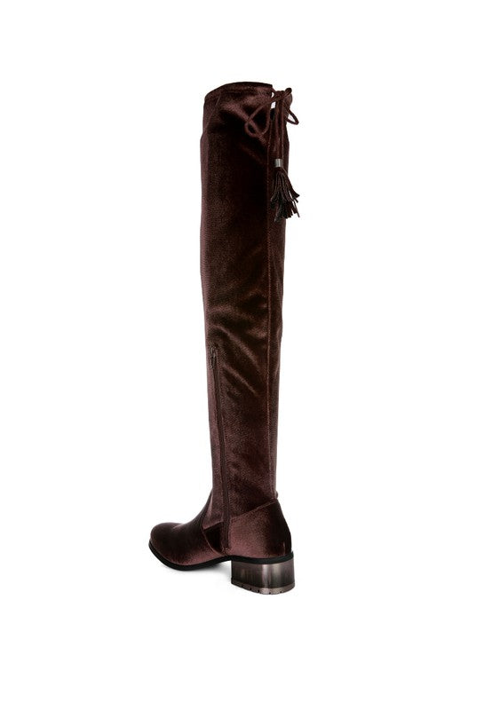 Velvet Over The Knee Boots