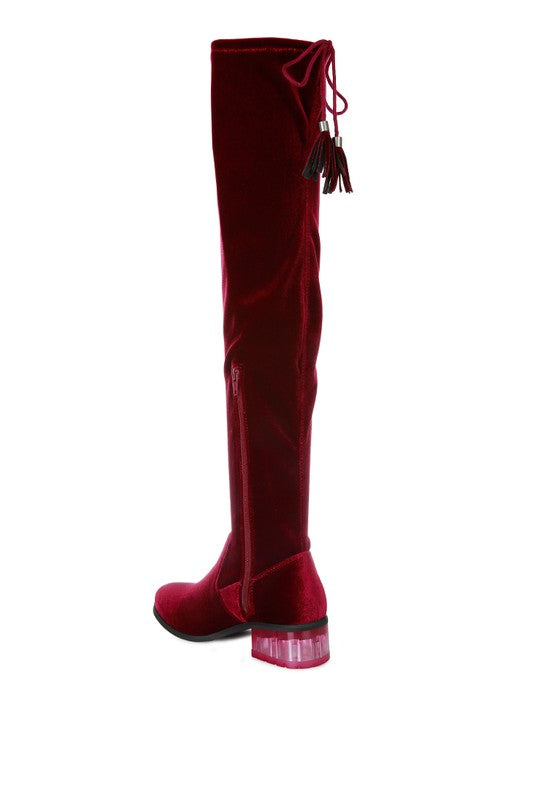 Velvet Over The Knee Boots