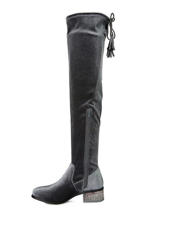 Velvet Over The Knee Boots