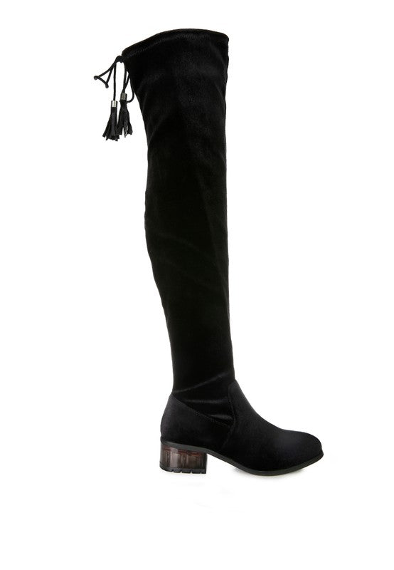 Velvet Over The Knee Boots