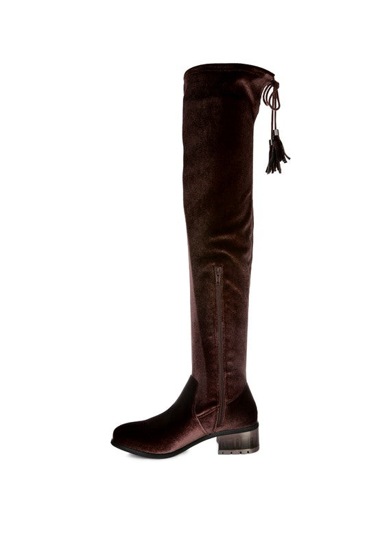 Velvet Over The Knee Boots