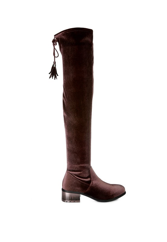 Velvet Over The Knee Boots