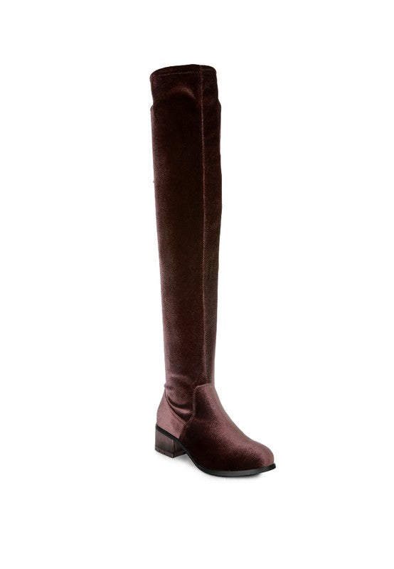 Velvet Over The Knee Boots
