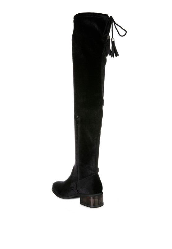 Velvet Over The Knee Boots