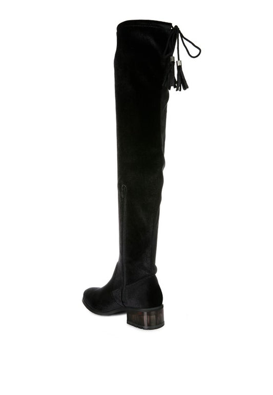 Velvet Over The Knee Boots