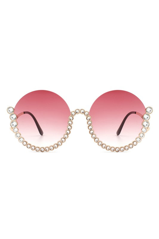 Rhinestone Round Sunglasses