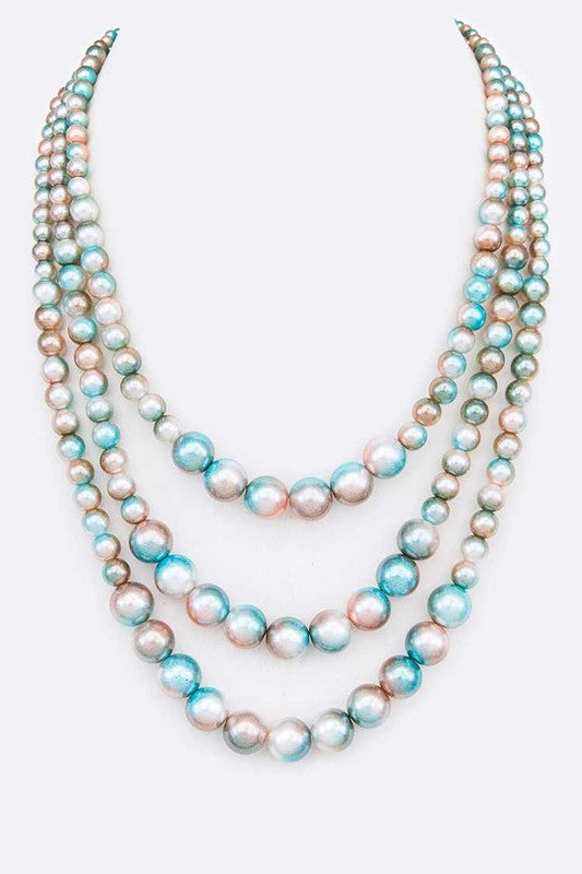 Multi Color Layered Pearl Necklace