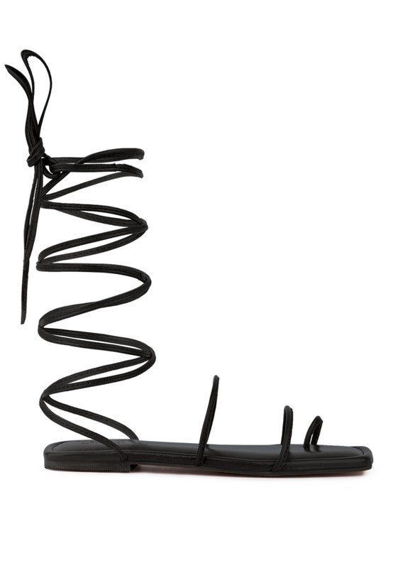 Lace-Up Ankle-Tie Flat Sandals