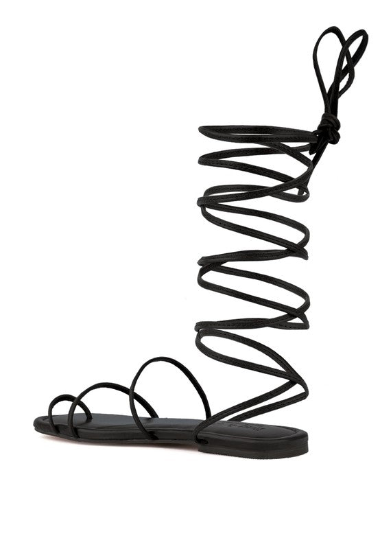 Lace-Up Ankle-Tie Flat Sandals