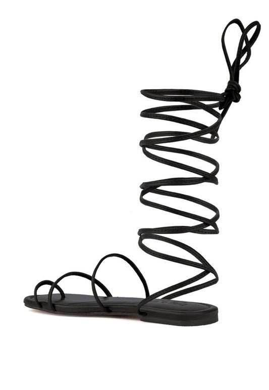 Lace-Up Ankle-Tie Flat Sandals