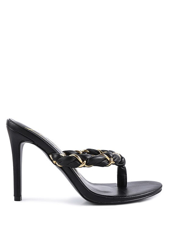 Stiletto Heel Braided Thong Sandals