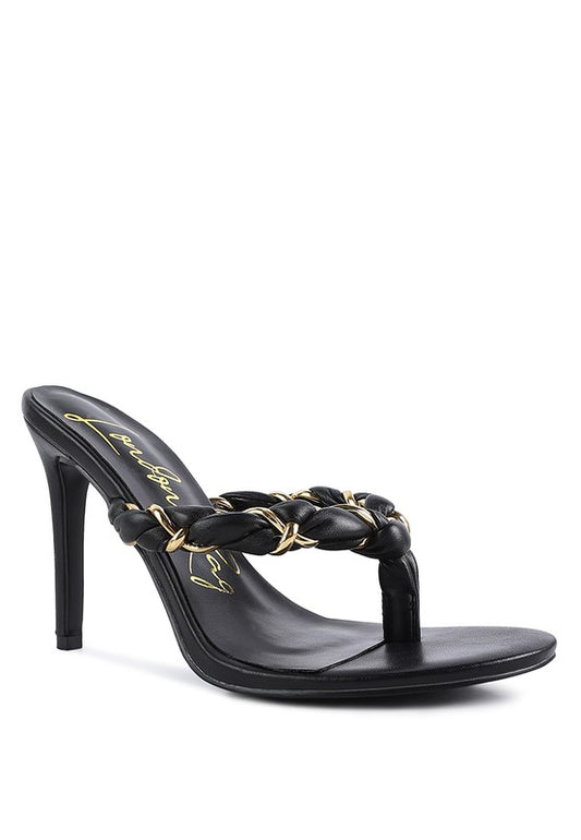 Stiletto Heel Braided Thong Sandals