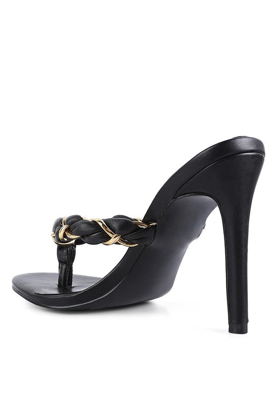 Stiletto Heel Braided Thong Sandals