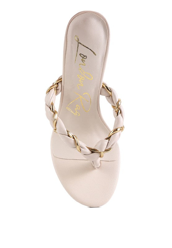 Stiletto Heel Braided Thong Sandals