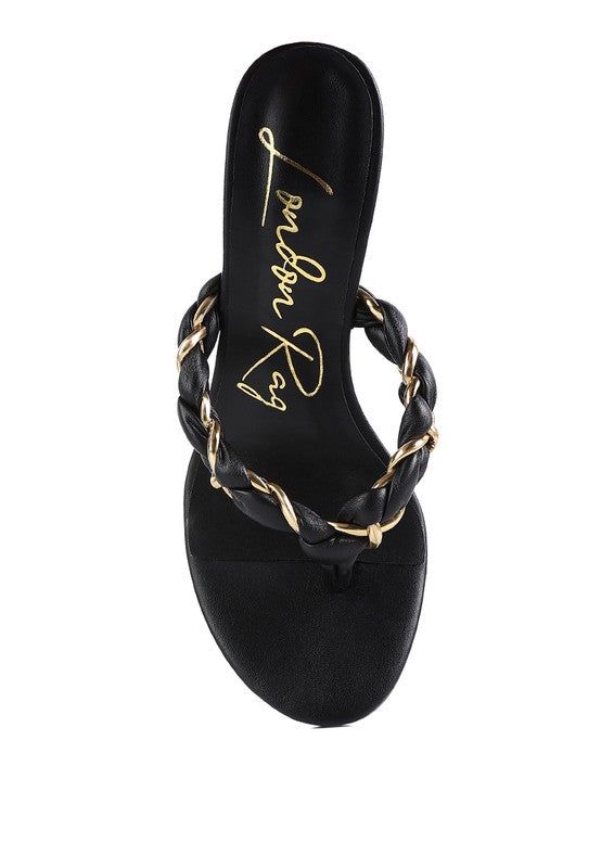 Stiletto Heel Braided Thong Sandals
