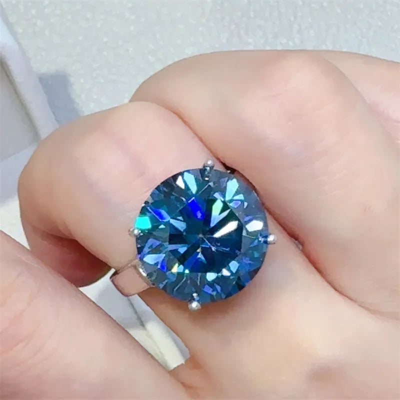 10 Carat Sterling Silver Moissanite Ring in Silver - women's ring