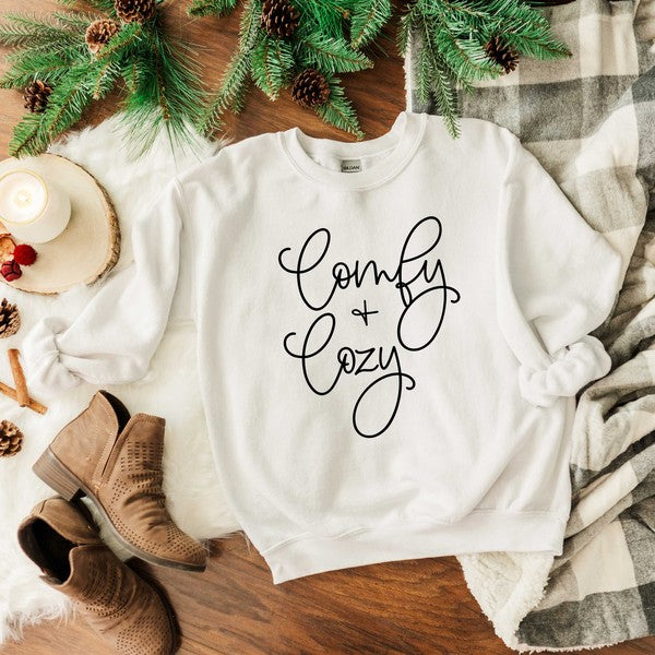 Comfy And Cozy Cursive Graphic Sweatshirt