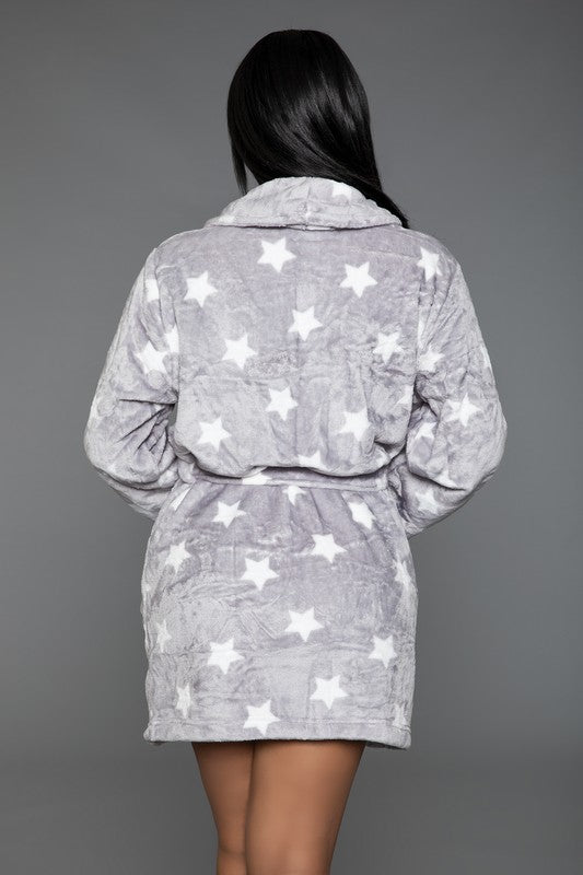 Plush Robe Star Print