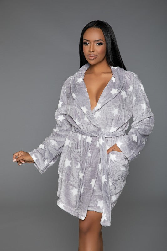 Plush Robe Star Print