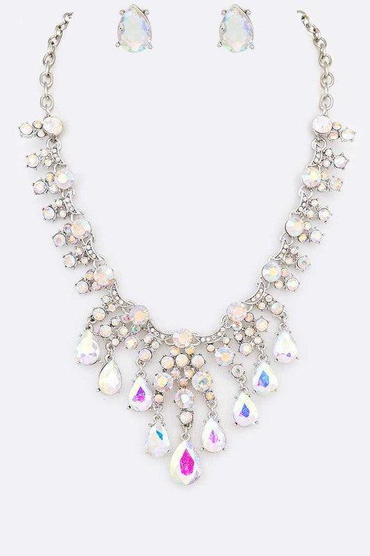 Crystal Teardrop Necklace Set