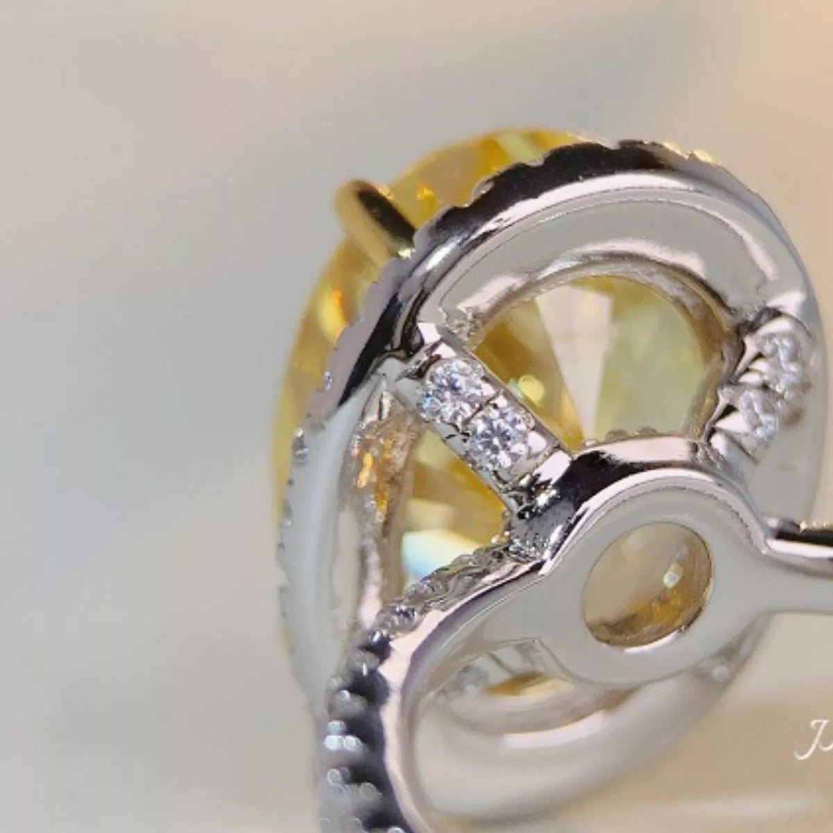 Sterling Silver Zircon Round Ring in Yellow - women's ring