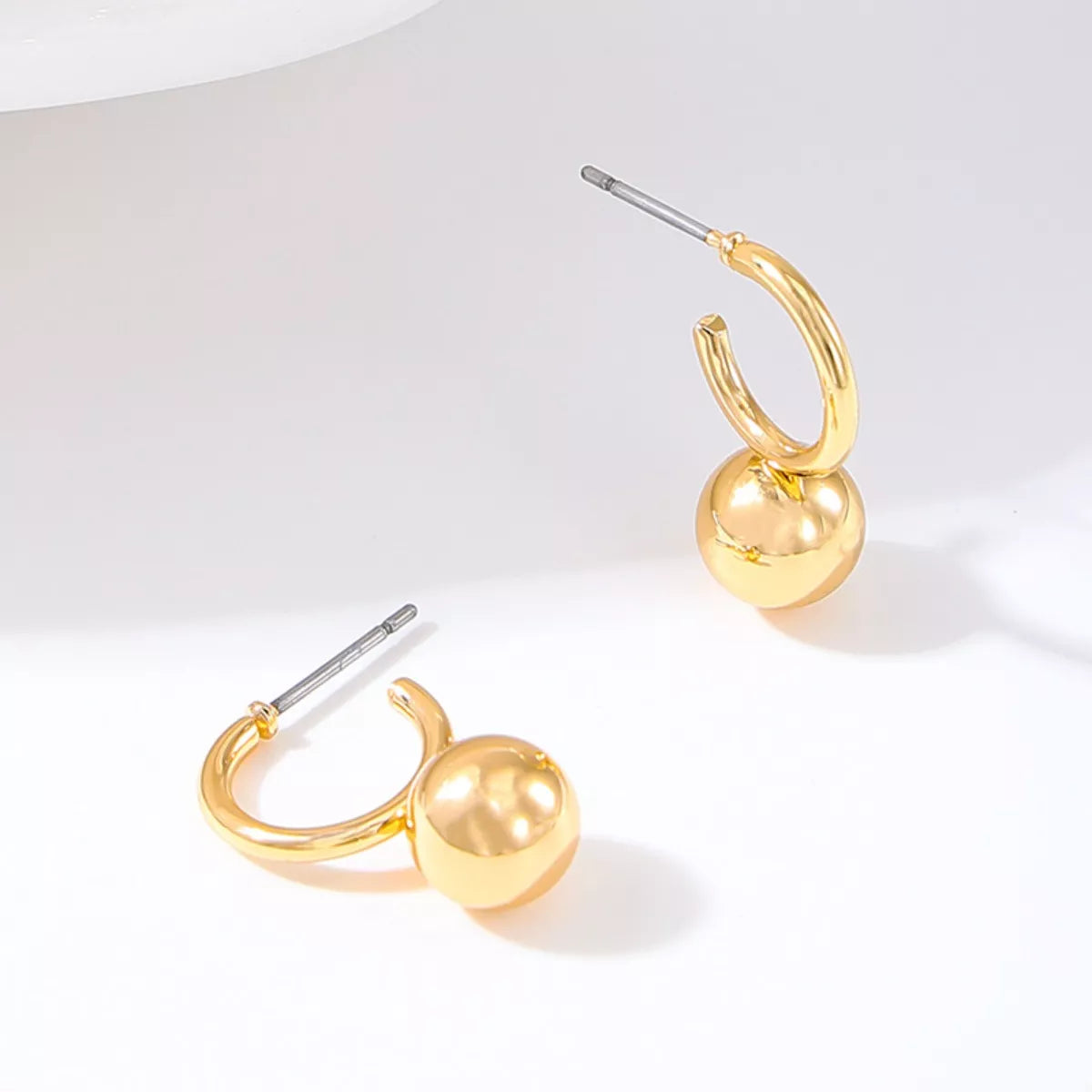 18K Gold-Plated Ball Hoop Earrings - alternate earring view
