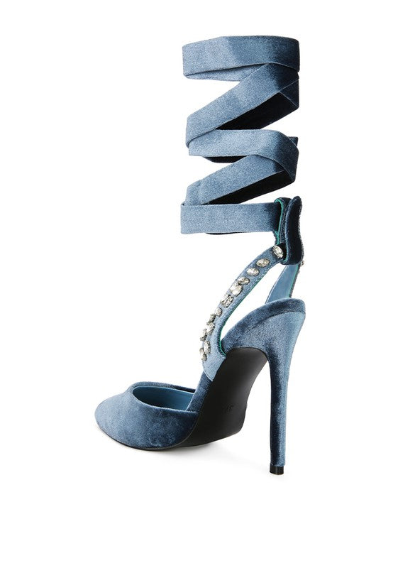 Velvet Lace-Up Sandals